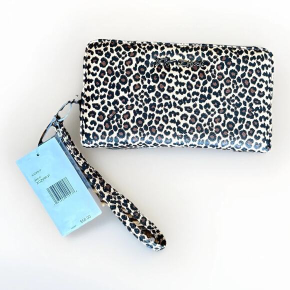 BETSEY JOHNSON Leopard Cheetah Brown Black Wallet Wristlet Detach Strap Y2K Cute - Picture 4 of 14